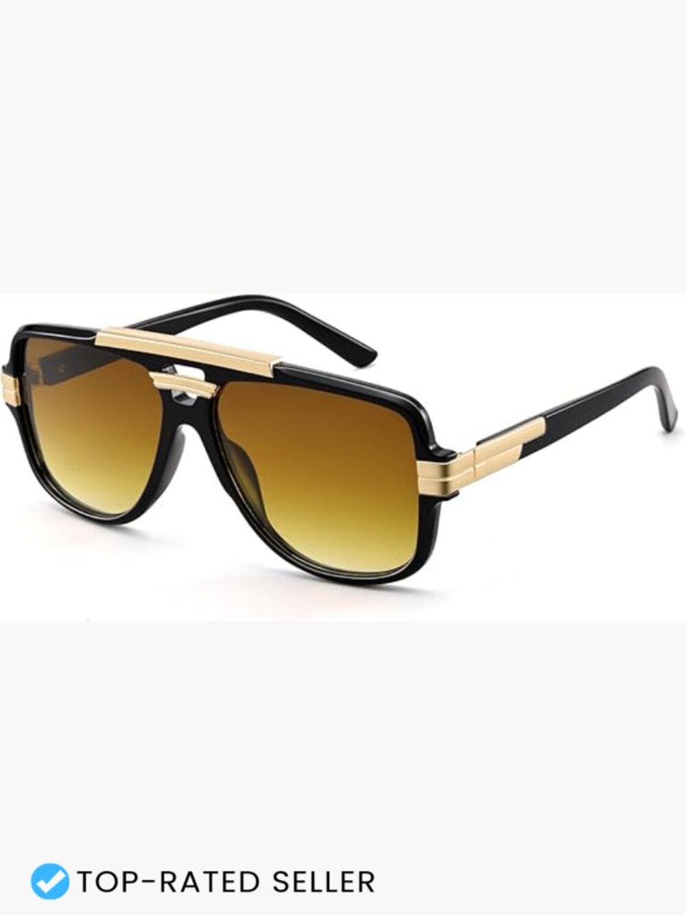 Oversized Square Aviator Sunglasses Retro Vintage Gold Metal Details
